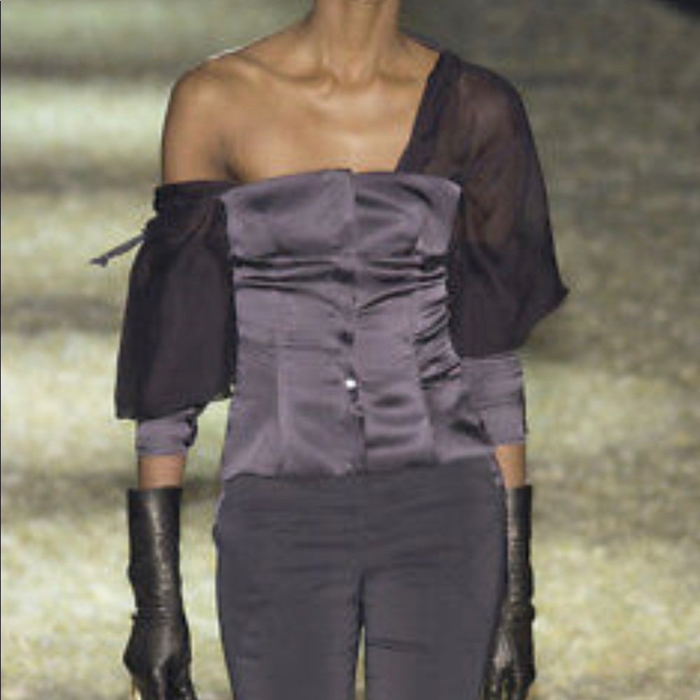 Gucci Tom ford black 2003 silk corset blouse 40